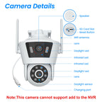 Dual Lens Wifi Camera 4MP+4MP Security Camera Dual Live View Home Protection Color Night Vision