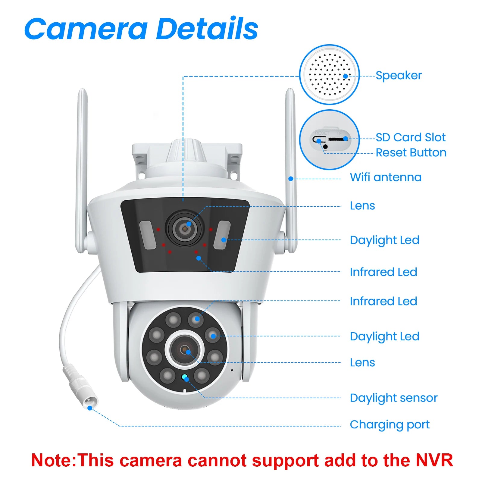 Dual Lens Wifi Camera 4MP+4MP Security Camera Dual Live View Home Protection Color Night Vision
