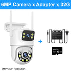 Smar 6MP PTZ WiFi IP Camera Dual Lens With Dual Screen Two-way Audio Auto Tracking Security Outdoor CCTV