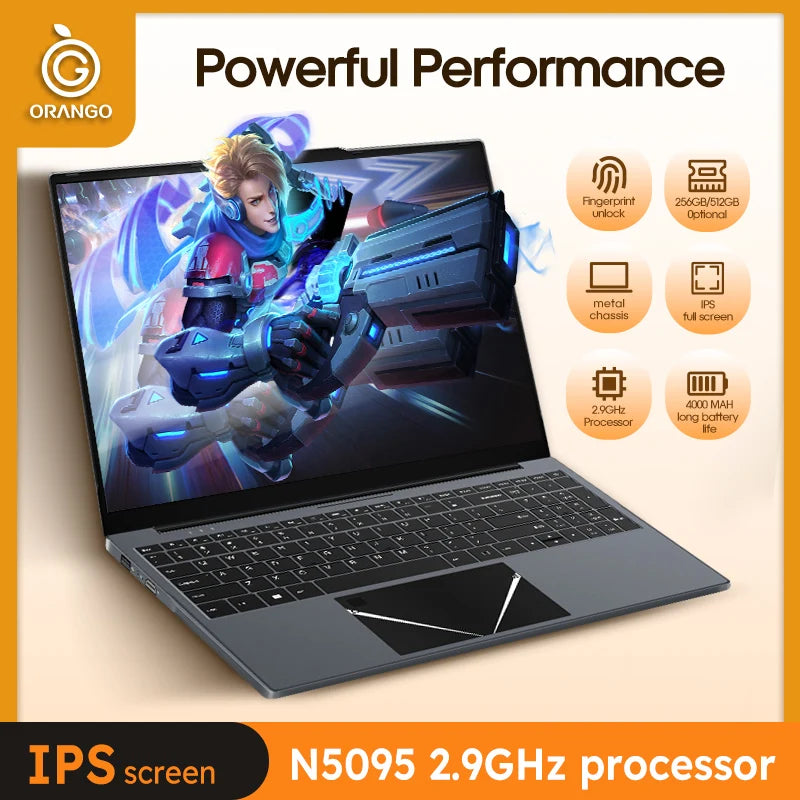 15.6" Ultra Slim Laptop 16GB RAM 512GB SSD Intel N5095 Notebook 1920*1080 FHD Screen Windows 10