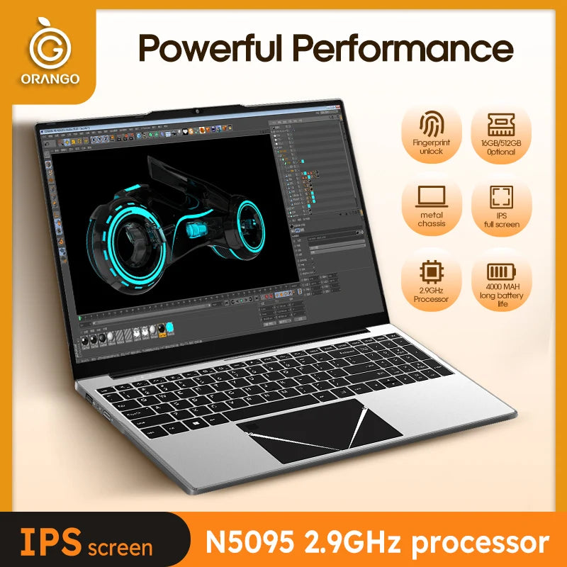 Laptop 15.6 Inch Intel N5095 Windows 10 Notebook Computer 16GB DDR4 512GB SSD 4000mAh