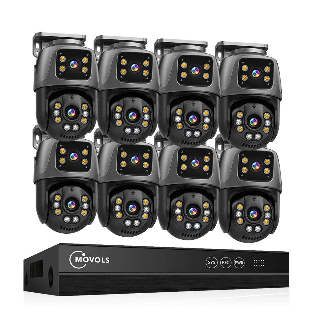 Movols 6MP XMEYE POE Surveillance System Dual Lens PTZ Two Way Audio POE Security Camera
