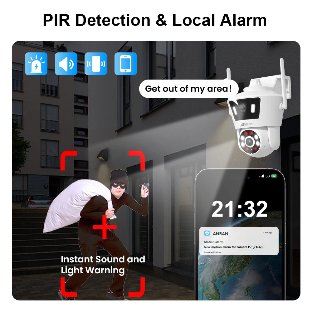 Dual Lens Wifi Camera 4MP+4MP Security Camera Dual Live View Home Protection Color Night Vision
