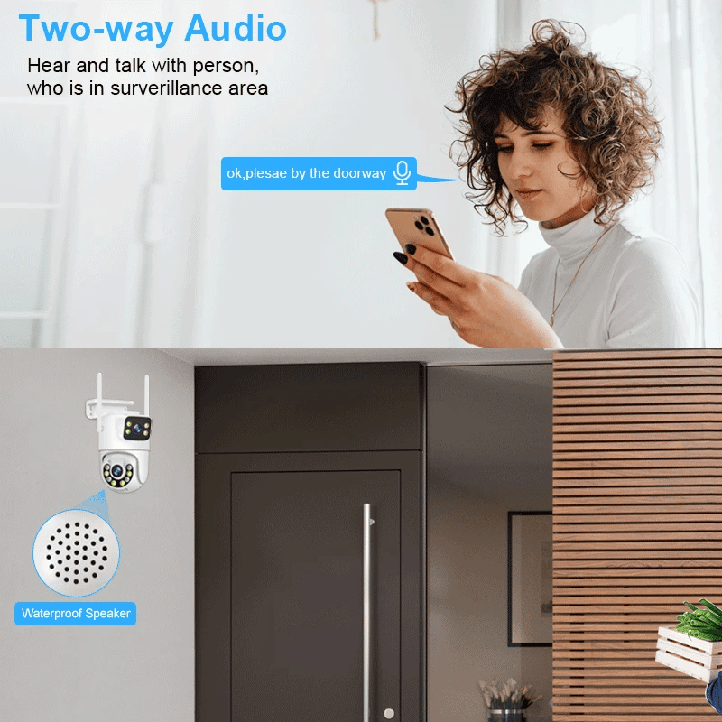 Smar 6MP PTZ WiFi IP Camera Dual Lens With Dual Screen Two-way Audio Auto Tracking Security Outdoor CCTV