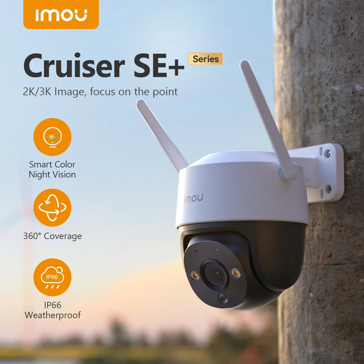 IMOU Cruiser SE+ Series Outdoor Wi-Fi Camera IP66 Weatherproof Camera 8X Digital Zoom Night Vision