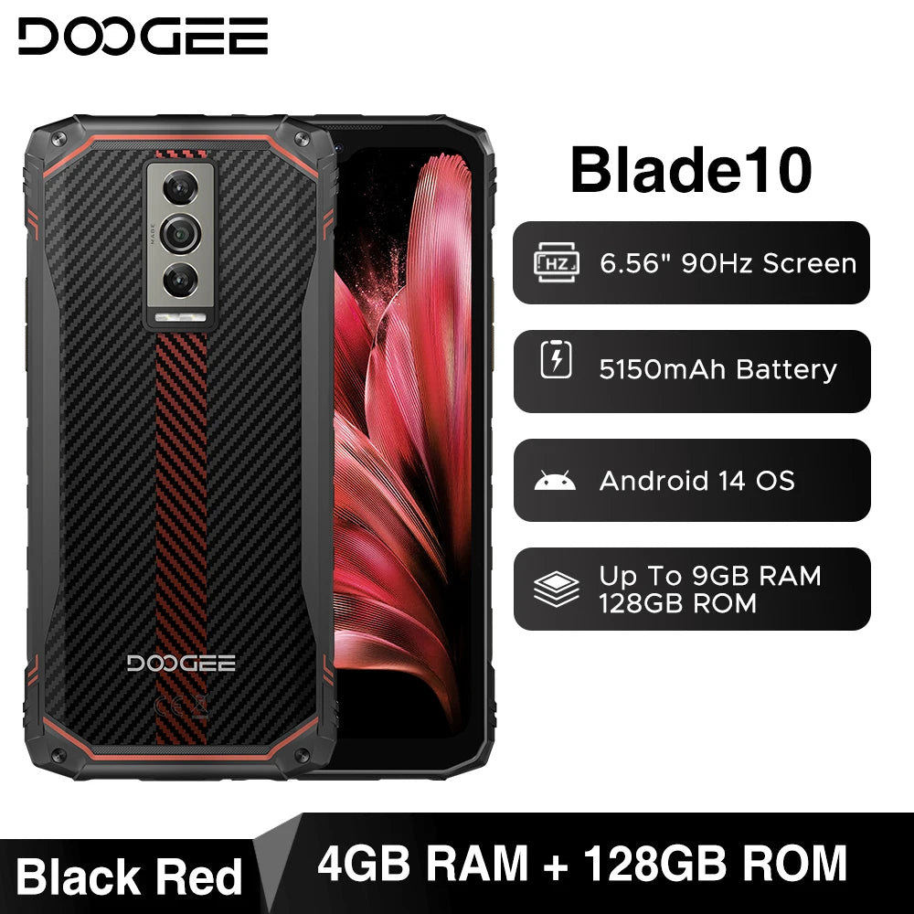 DOOGEE Blade10 Rugged Phone 6.56 Inch 90Hz IPS Display 9GB(4+5) 128GB Octa Core