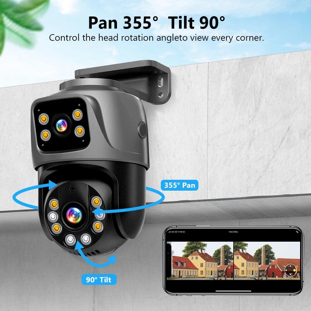 Movols 6MP XMEYE POE Surveillance System Dual Lens PTZ Two Way Audio POE Security Camera