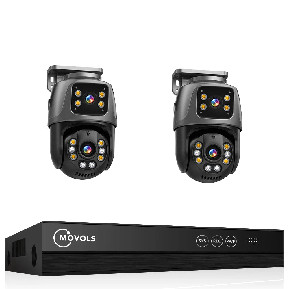 Movols 6MP XMEYE POE Surveillance System Dual Lens PTZ Two Way Audio POE Security Camera