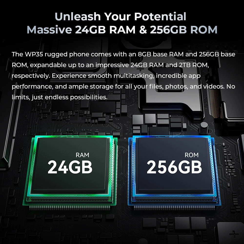 Oukitel WP35 Rugged Phone - MTK 7025, 5G, 11000mAh, 6.6" FHD+, 24GB + 256GB, 108MP