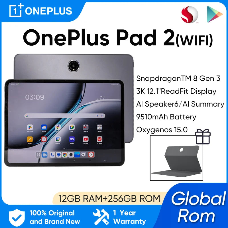 OnePlus Pad 2 12GB RAM 256GB Storage 12.1" Display Android Tablet Snapdragon 8 Gen 3 Processor
