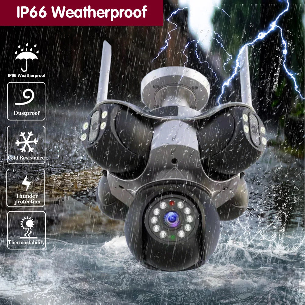 25MP 4K Wifi Panoramic Security Camera Outdoor 5 Lens 5 Screens Auto Tracking Wireless PTZ CCTV