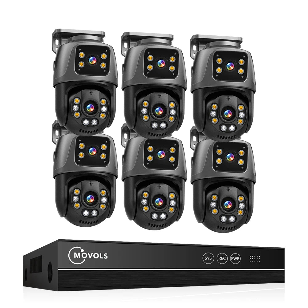 Movols 6MP XMEYE POE Surveillance System Dual Lens PTZ Two Way Audio POE Security Camera
