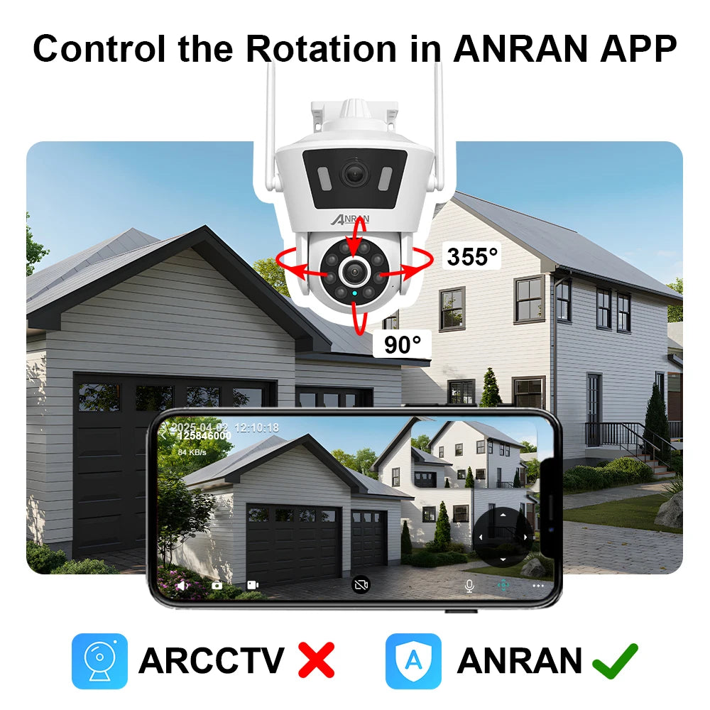 Dual Lens Wifi Camera 4MP+4MP Security Camera Dual Live View Home Protection Color Night Vision