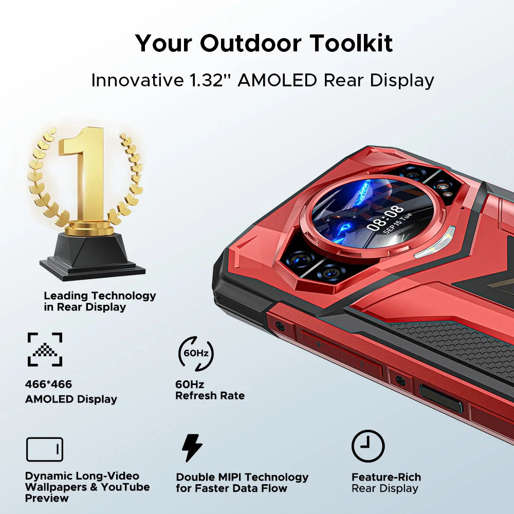 DOOGEE S200 Plus 5G AI Rugged Phone Android 15 Dimensity 7300 1.32" Rear Display