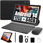 URAO A10L 10 Inch Tablet Android 14 12GB RAM 64GB ROM Octa-Core 5G WiFi with Keyboard Mouse Touch Pen