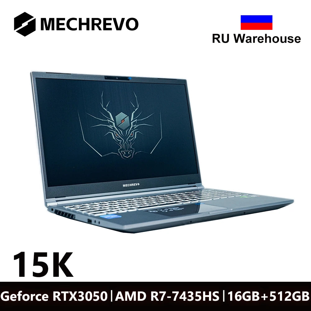 MECHREVO 15K 15.6 Inch Geforce RTX 3050 AMD R7-7435HS DDR5 165Hz FHD Wifi6 BT5.2 16GB 512GB