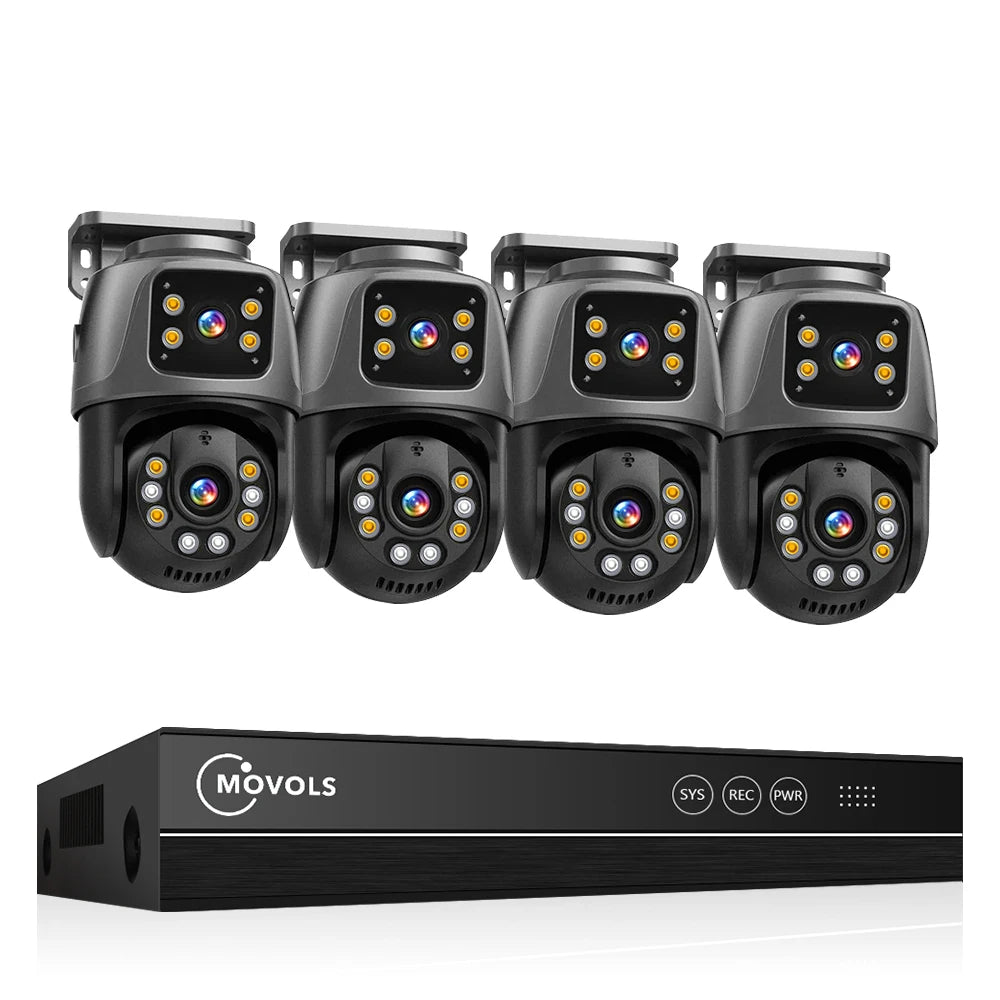 Movols 6MP XMEYE POE Surveillance System Dual Lens PTZ Two Way Audio POE Security Camera