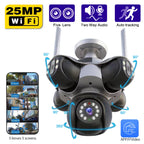 25MP 4K Wifi Panoramic Security Camera Outdoor 5 Lens 5 Screens Auto Tracking Wireless PTZ CCTV