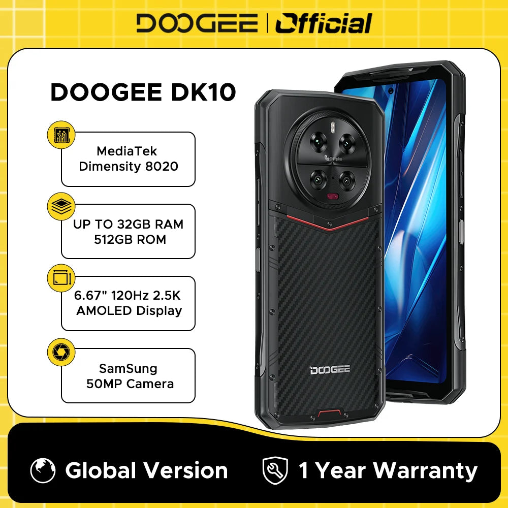 World Premiere DOOGEE DK 10 5G Rugged Phone Dimensity 8020 6.67" 2.5K AMOLED Display