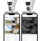 Dual Lens Wifi Camera 4MP+4MP Security Camera Dual Live View Home Protection Color Night Vision